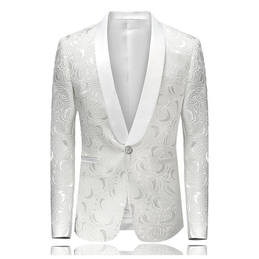 2020 new White Jacquard Suit Men Jackets Fashion Wedding Banquet Men Dress suit High Quality Men Tuxedo Size S  M  XL   4XL  5XL