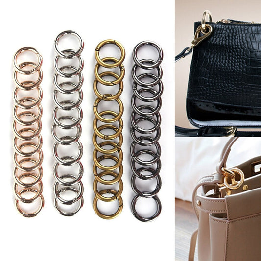 10Pcs Metal Spring Gate O Ring Openable Keyring Bag Belt Strap Buckle Dog Chain Snap Clasp Trigger Luggage Leathercraft Parts
