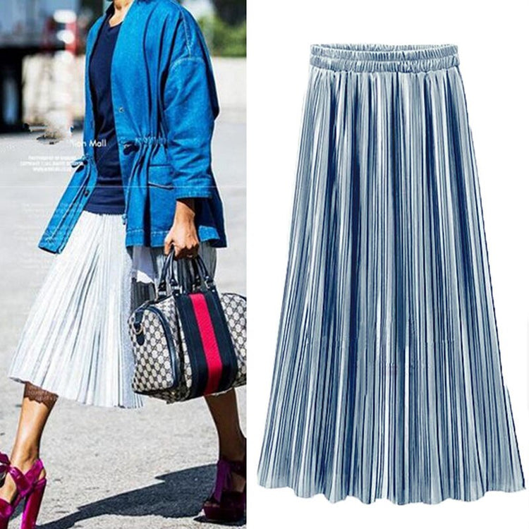 New Fashion Ladies Womens Gypsy Long Jersey Skirt Ladies Skirt Size Stylish Womens Pleated Long Skirts Solid 4 Colors