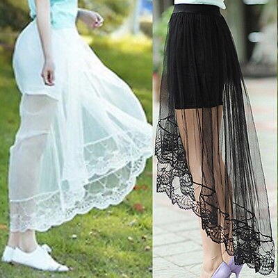 2018 New Sexy Short Front Long Back Tulle Women High Low Skirts  2 Color Formal Ladies Bridesmaid Party Prom Skirt Stock