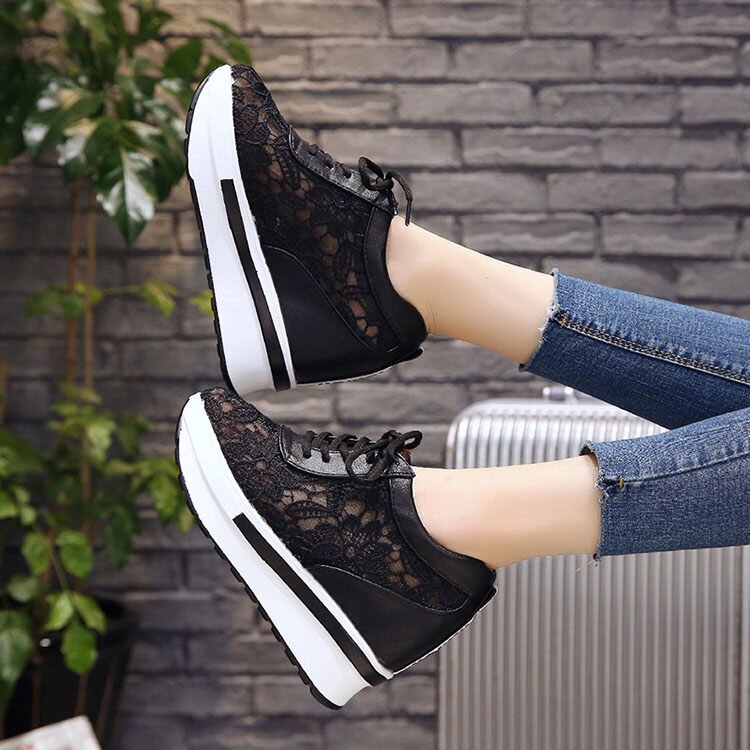 2019new hot mesh breathable shoes woman platform heels casual shoes women  wedges platform shoes for women chaussures femme