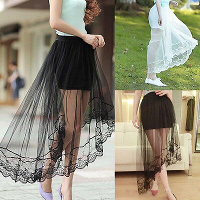 2018 New Sexy Short Front Long Back Tulle Women High Low Skirts  2 Color Formal Ladies Bridesmaid Party Prom Skirt Stock