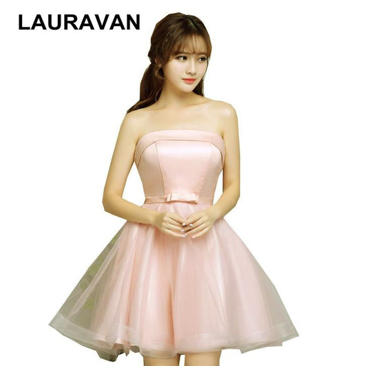 2020 formal formatura pink short summer girls strapless puffy tulle evening dresses occasion ball gown dress gowns for teens