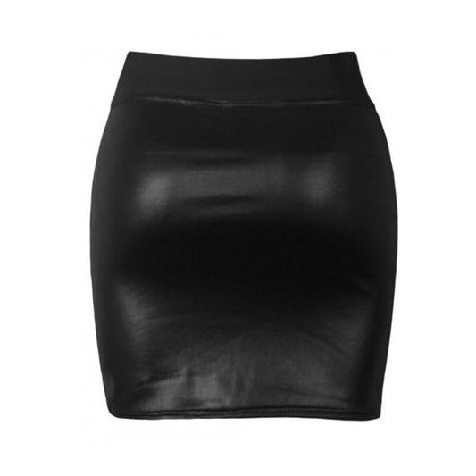 2017 Sexy Women Black PU Leather Pencil Bodycon High Waist Mini Short Elastic Skirt