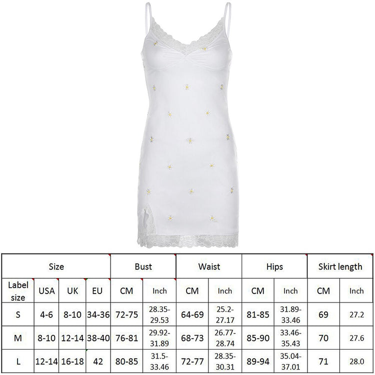 90s Print Embroidery Lace Sexy Bodycon Dress Split Summer Mini Dresses Ladies Embroidery Sleeveless Short Dress Y2K