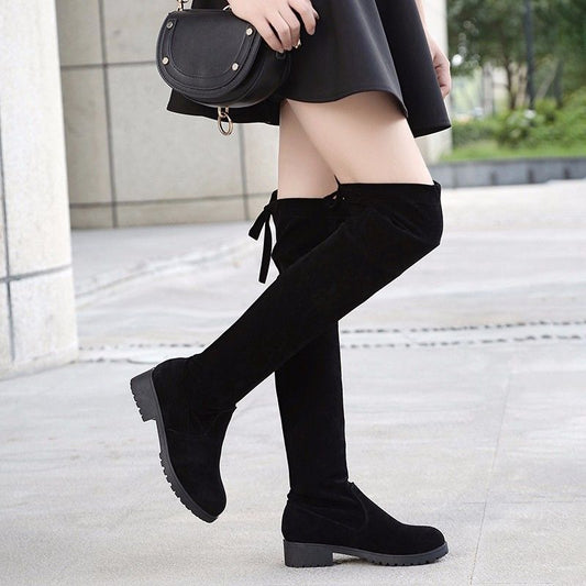 2021 Black Thigh High Boots Female Winter Boots Women Over The Knee Boots Flat Stretch Sexy Fashion Shoes