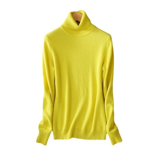 Yellow Knitted Pullover Sweaters Women 2021 Korean Warm Turtleneck Long Sleeve Casual Loose Female Knitwear Jumper Autumn Winter