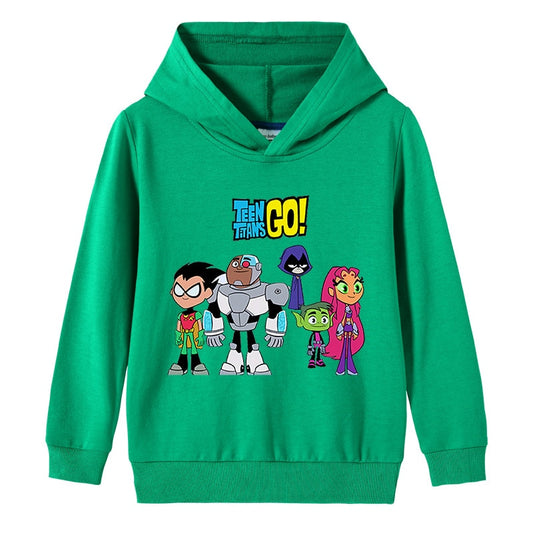 Autumn Clothes Long Sleeve Cartoon Top Children Clothing Hot Boys girls Spring Sweatshirt Teening Titans GO Kids Hoodies