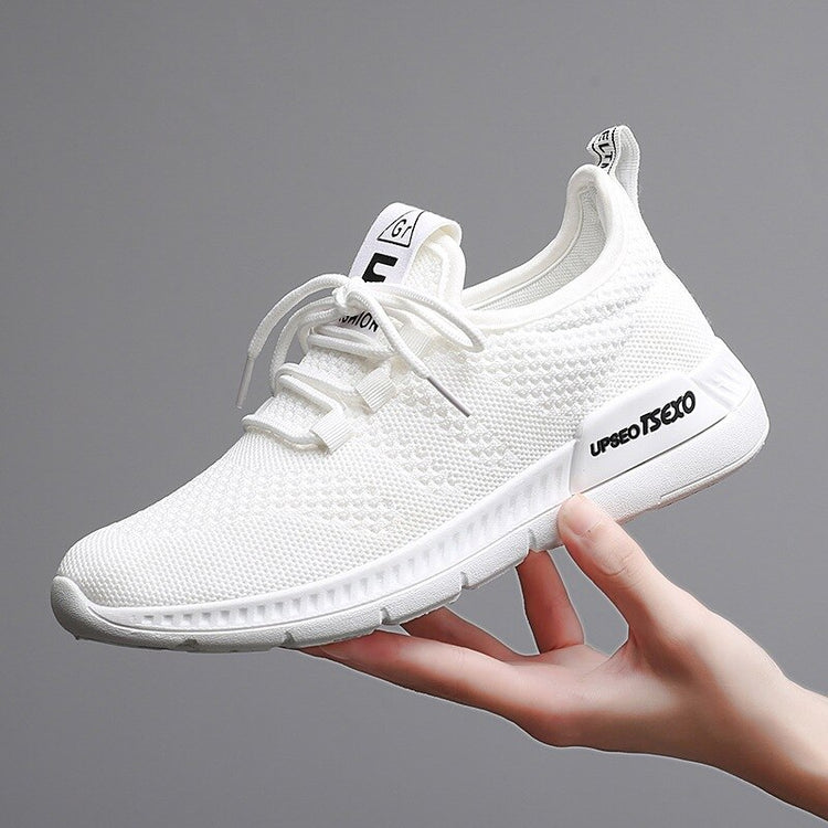 Women Sneakers Ladies Casual Shoes Female Fashion Breathable Mesh Lace-Up Flat Walking Shoes Women Outdoor Sneakers Shoes QJ