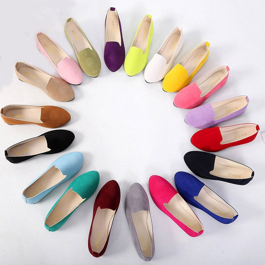 Women Flats Hot Sell Colourful Suede Women Loafers Ballet Pointed Toe Flats Ladies Shoes Loafers Plus Size 43 Zapatos De Mujer