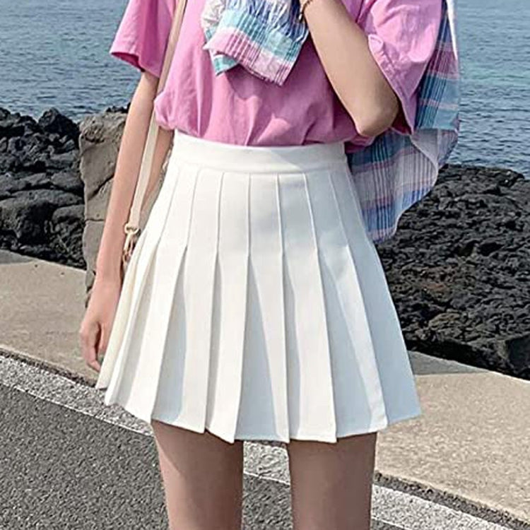 Sweet Pleated Skirt Women Preppy Style Mini High Waist Skirt Girl Vintage White Cute Japanese School Uniforms Skirt Plus Size