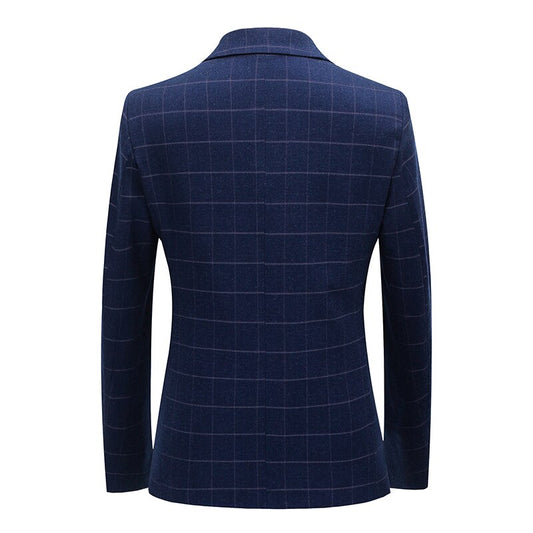 2021 Men's Business Fashion Suit Jacket Plaid Style Casual Single Button Slim Fit Grid Dress Coat Blazer