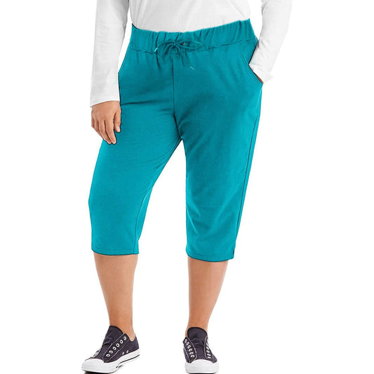 Trendyland Women's Casual Solid Color Drawstring Pocket Sport Pants 7-point Pants Streetwear Korean Clothing Summer Sportswear