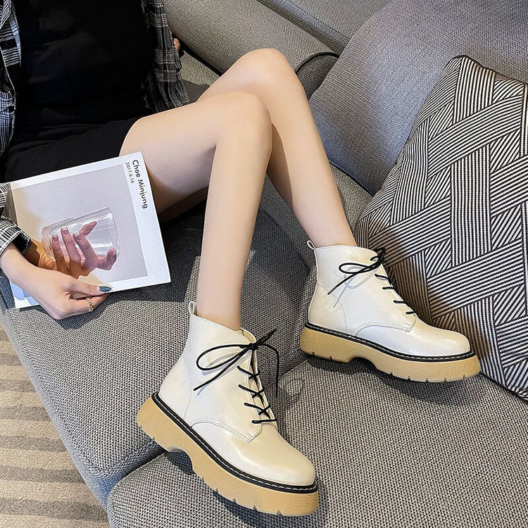 Handsome Martin Boots Women's Thick-soled Popular Spring Autumn New Casual British Style Net Red Short Boots Trendy Shoes Women