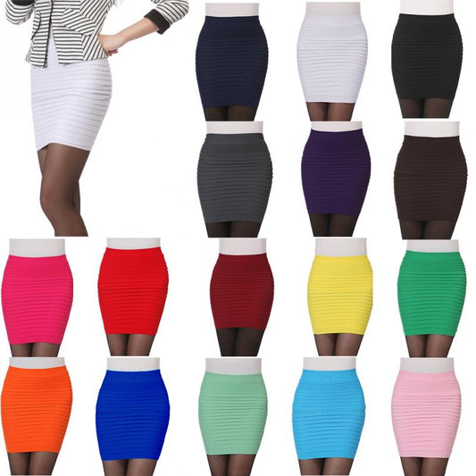 Women Skirts Sexy Chic Pencil Skirts Women Wool Rib Knit Long Package Hip High Waist Seamless Elastic Slim Mini Skirts	 #734