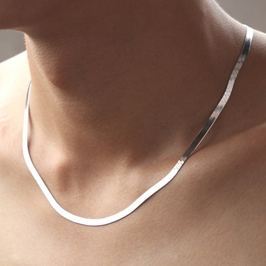 925 Silver Necklace 4MM Snake Chain Men & Women Couple Sterling Silver Jewelry Blade Chain