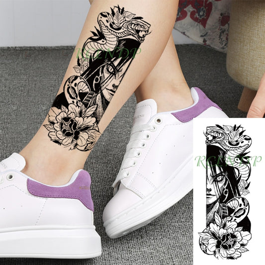 Waterproof Temporary Tattoo Sticker Japanese cartoon anime snake flower Fake Tatto Flash Tatoo for Girl Women Men