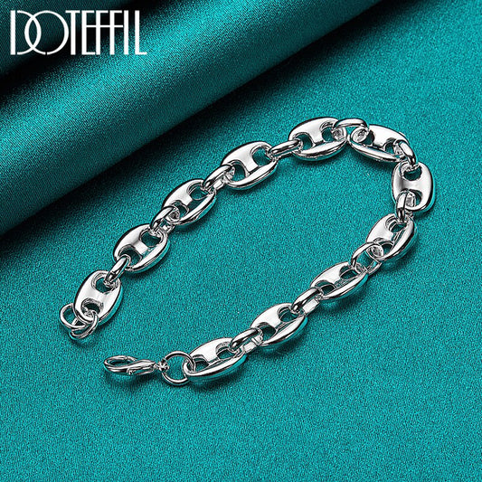 DOTEFFIL 925 Sterling Silver Simple Classic Chain Bracelet For Women Man Wedding Engagement Party Fashion Jewelry