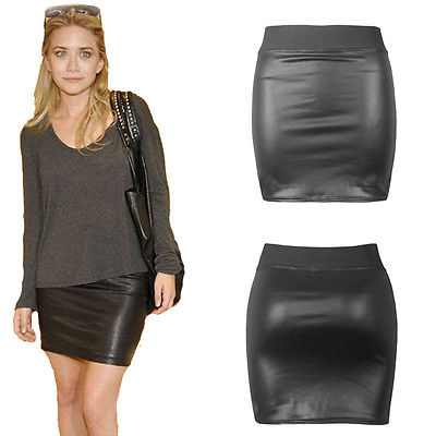 2021 Fashion Pu Leather Skirt Women Solid Black Mini Skirt Package Hip High Waist Skirts For Women Sexy Bottoms Clothing Jupes
