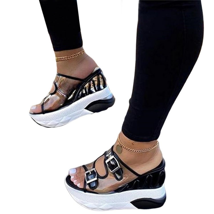 LITTHING Fashion Summer Platform Sandals 2021 New Hot Summer Women Bright Sandals Women Casual Slip-on Wedges Shoes