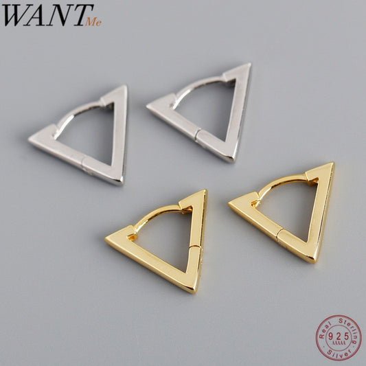 WANTME New Arrival Minimalist Geometric Triangle Stud Earrings for Women 2020 Real 100% 925 Sterling Silver Party Jewelry Gift