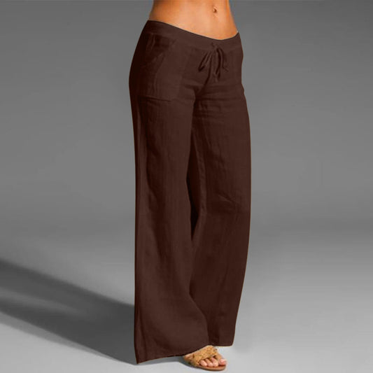 2021 Women Elastic Waist Wide Leg Pants Pantalon Cotton Plus Size Female Streetwear Long Trousers Casual Vintage Linen spodnie