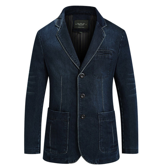 New Mens Denim Blazer Men Fashion Cotton Vintage Suit Jacket 4XL Male Blue Coat Denim Jacket Men Slim Fit Jeans Blazers Outwear
