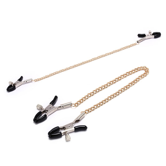 1 Pair Exotic Accessories Gold Chain Fetish Nipple Clamps Shaking Milk Stimulate For Couple Body Jewelry Accessories