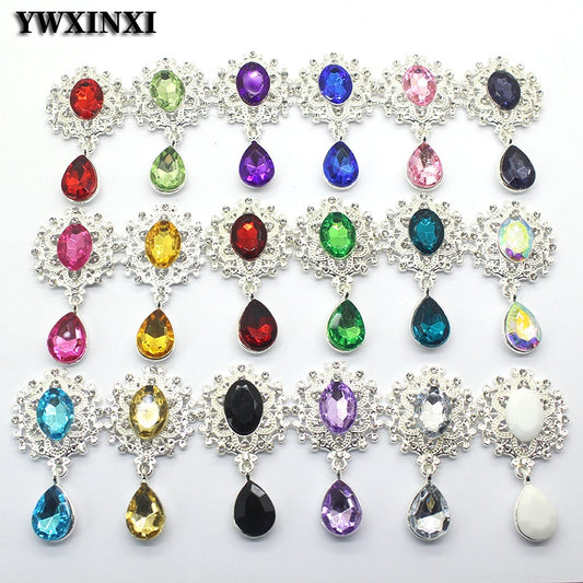 Delicate Shining Brooch 45*25mm 10pcs/set Crystal Accessories Fashion Gorgeous Wedding Invitation Holiday creative Decoration