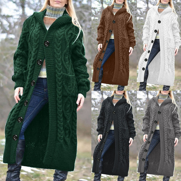JAYCOSIN Women Long Coat Fashion Solid Long Sleeve Splice Outerwear With Pocket Casual Loose Sweater Hoode Cardigan Warm Jacket