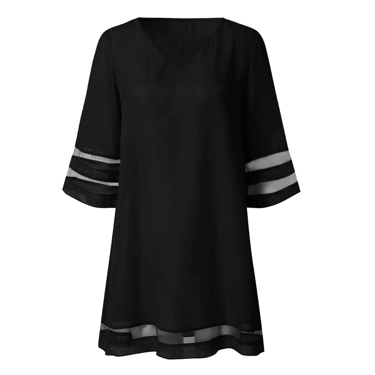 Fashion Mini Shirt Dress Spring Summer Elegant Solid Half Bell Sleeve Dresses For Women 2021 Hollow Out A-line Loose Vestidos