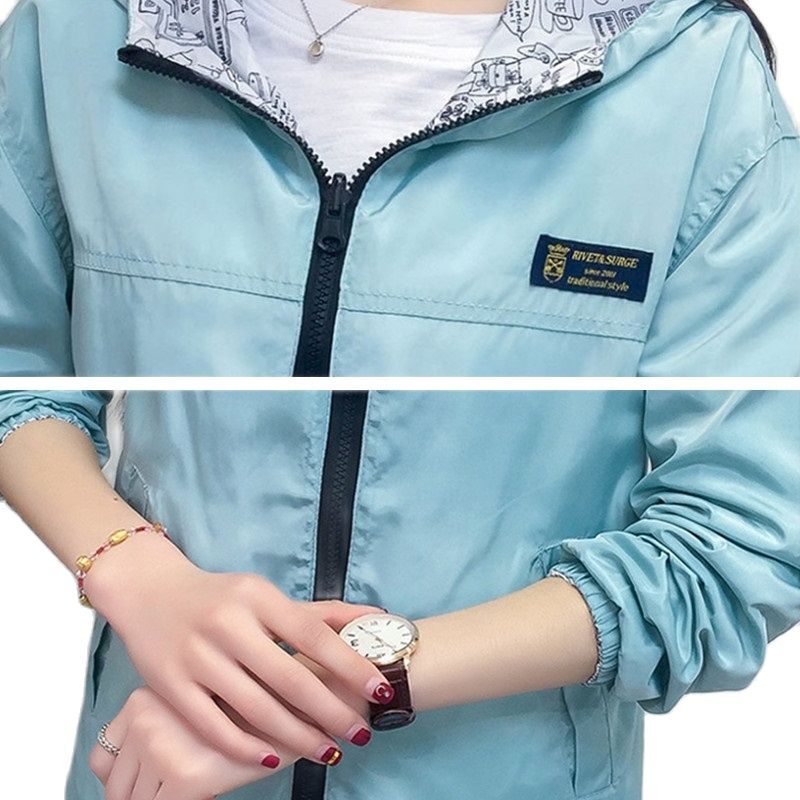 NEEDBO NEW Women Bomber Women Jacket Pocket Hooded Two Side Wear Outwear Windbreaker Famale Zipper Long Sleeve Coat 2021