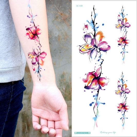 Sexy Women Temporary Tattoos Realistic Lotus Rose Flower Arm Tattoo Sticker Waterproof Henna Body Art Fake Tatoo Makeup Decals