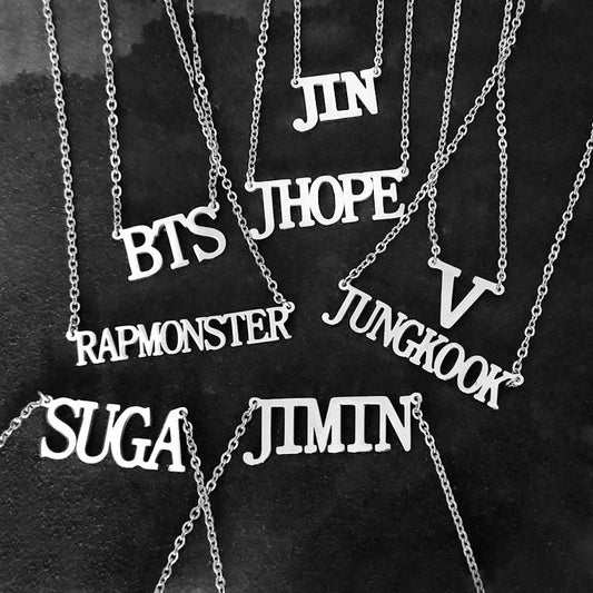 Stainless Steel Jin Suga Jhope Jungkook V Jimin Chain Necklace Letter Friends Fans Gifts Cool Korean Harajuku Boys Kpop Necklace