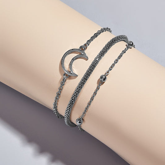 Three-piece Moon Bead Bracelet Women's Bracelet Set Fashion Jewelry Daily Accessories Gifts pulseras mujer pulseras
