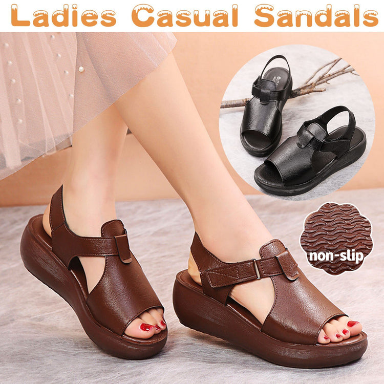 Women's sandals Summer Hook Loop Wedges Beach Open Toe Slip On Casual Comfortable Breathable Roman Beach Sandals Shoes #40