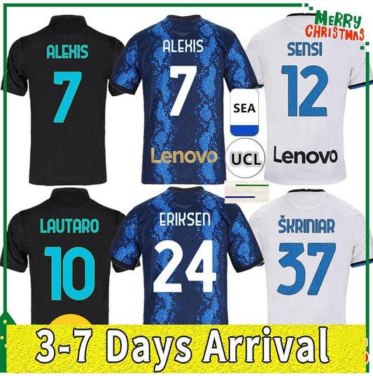 21/22 New S-4XL Camisetas INTER MilanES football T-shirt ERIKSEN BARELLA LAUTARO ALEXIS ŠKRINIAR Home Away Mens soccer jersey