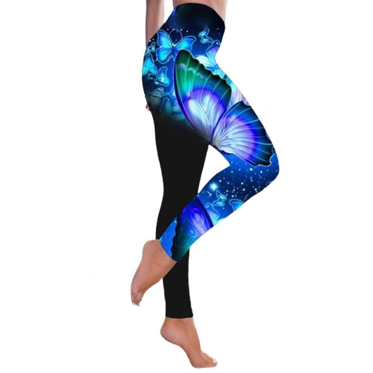 Pants Women Leggings High Waist Multicolored Butterfly Printed Hip Lift Stretchy Skinny Pants Trousers Sports Sweatpants 5XL