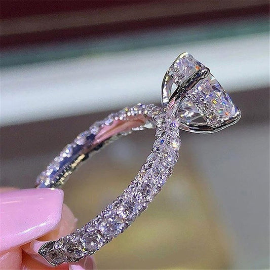 Simple Shinning Women Rings Trendy Full Crystal AAA Zircon Engagement Rings Women Wedding Party  Jewelry Gift Size 5-13