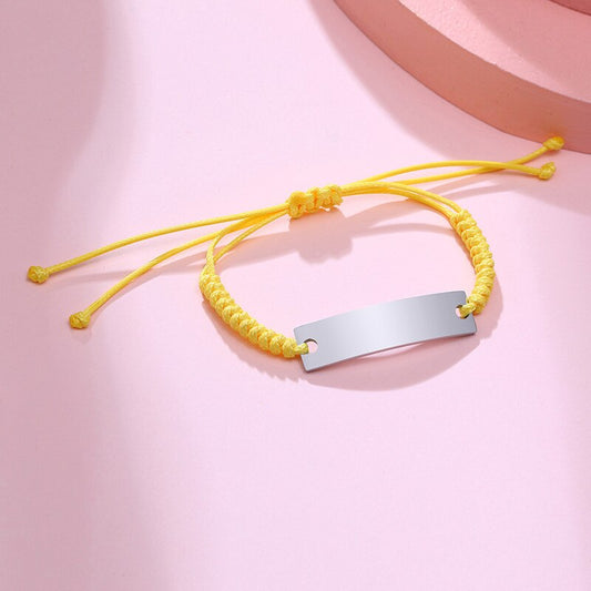 Custom Name Coordinate Women's Bracelet Adjustable Wax Rope Strip Braided Wristbands Engrave Bracelet for Girls Child