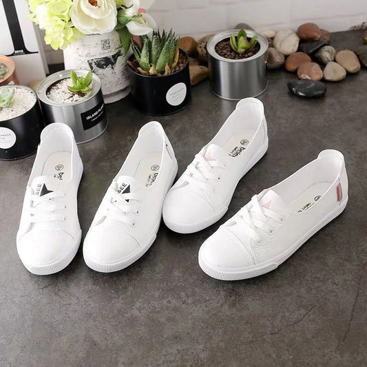 2021 Autumn Round Toe Lace-up Small White Shoes for Female Students PU Leather Flat Sole Shoes Kawaii Shoes Ladies Shoes
