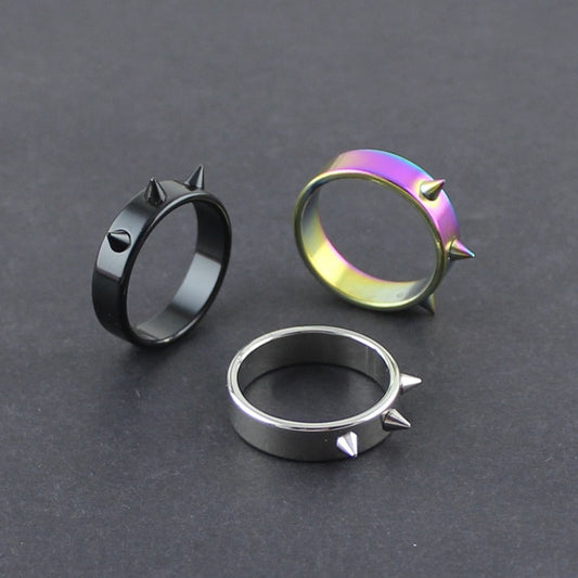 Self-Defense Stainless Steel Ring Halloween Punk Hip Hop Men's And Women's Thorn Jewelry Nails Barbed Prom Ring Gift Accessories