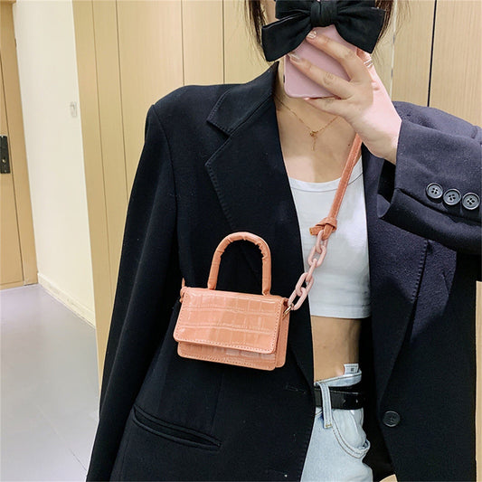 Fashion Chain Crossbody Bag For Women Portable Small Square Bags Crocodile Pattern Single Shoulder Messenger Bag Hasp Handbag