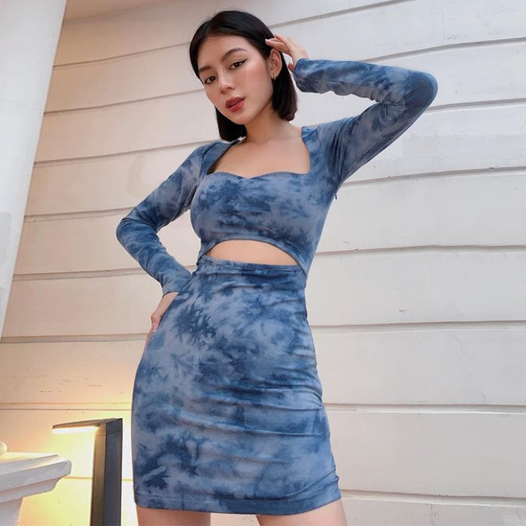 Elegant Lady Party Night Sexy Dress Hollow Out Long Puff Sleeve Skinny Bodycon Short Dress Women Autumn Streetwear Clothes