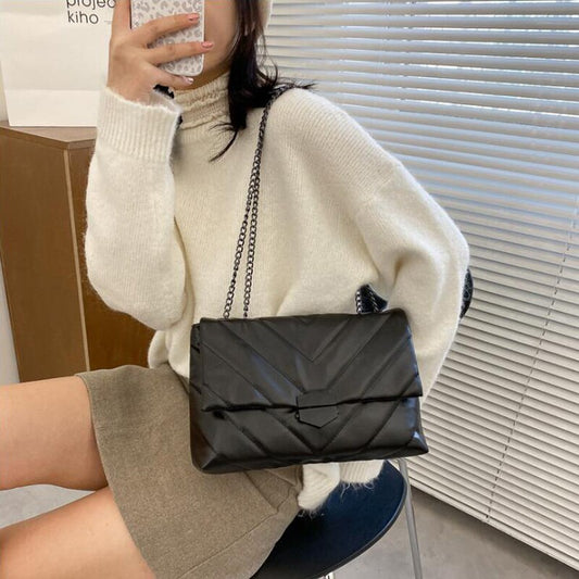 Luxury Black PU Leather Crossbody Bags for Women 2021 Fashion Lady Shoulder Messenger Bag Purse Square Handbags Bolso Mujer