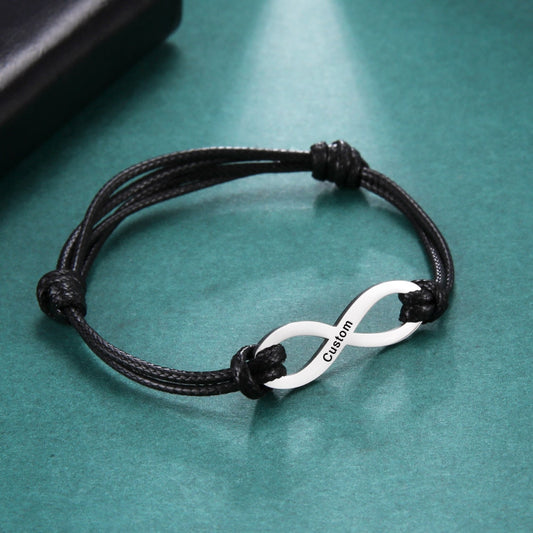 Sipuris Custom Name Bracelet Stainless Steel Personalized Infinity Bracelet For Women Fashion Jewelry Gifts Wax Line Bracelet