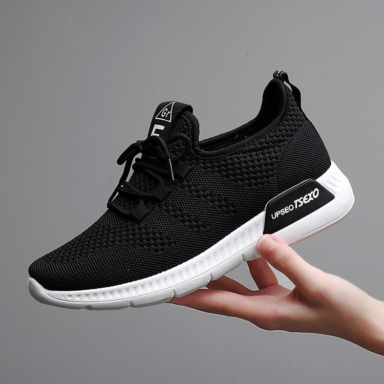 Women Sneakers Ladies Casual Shoes Female Fashion Breathable Mesh Lace-Up Flat Walking Shoes Women Outdoor Sneakers Shoes QJ