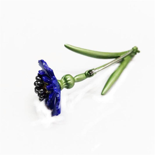 Vintage Women Exquisite Cornflower Brooch Pearl Green Paint Brooches Clothing Accessories
