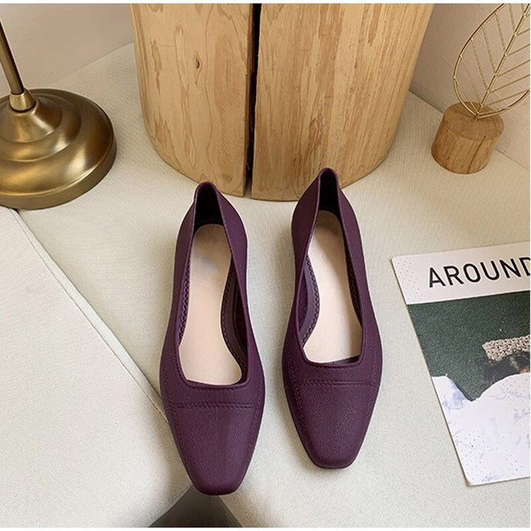 Rubber Shoes Women's Soft Soled Square Toe Clogs Female Footwear 2021 Fashion Sandals  Lady Loafers Wedges Heel Pumps Slip On