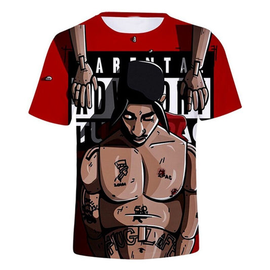 2021 Rapper Tupac 2pac graphic men's fashion round neck short sleeve top summer new casual 3D T-shirt